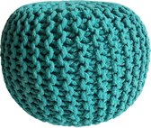 Pippa Design Poef - rond - gebreid - zeegroen