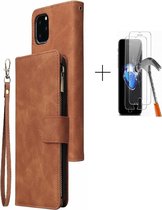 GSMNed – Leren telefoonhoesje Bruin – hoogwaardig leren bookcase Bruin - Luxe iPhone 12 Pro Max hoesje Bruin – Magneetsluiting voor iPhone 12 Pro Max – Bruin – met screenprotector