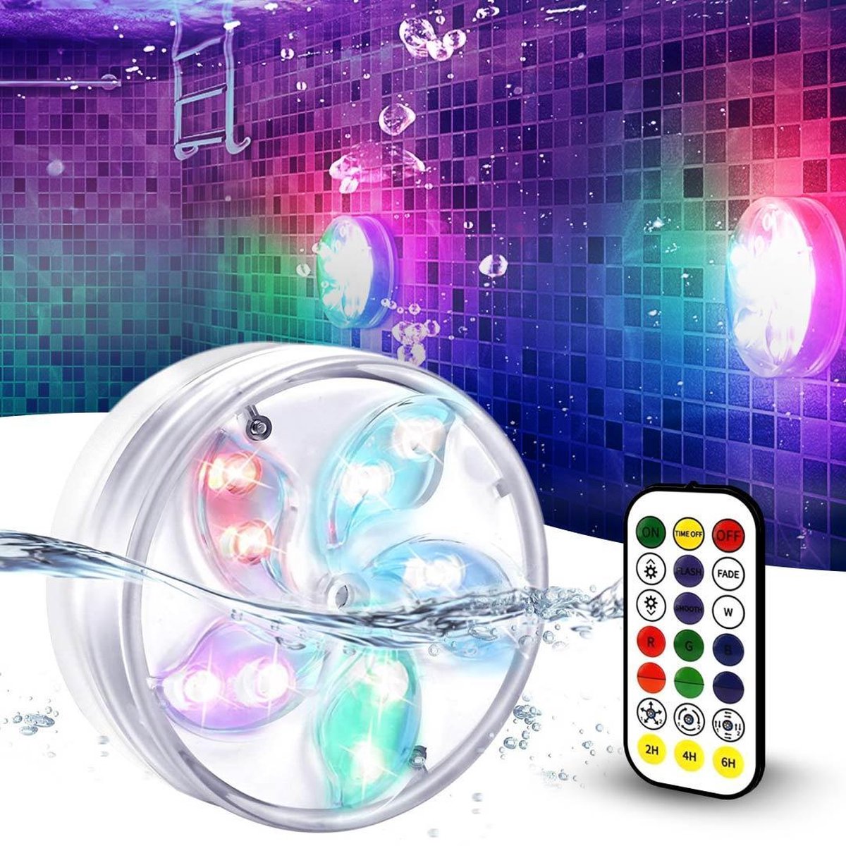 LyLmLe 40 W zwembadverlichting, led, draadloos, 12 V, dubbele lampen, dompelzwembad, dimbaar, timer, waterdicht, IP68, magneetlamp, zwembad, met 8 m kabel voor zwembad boven de grond