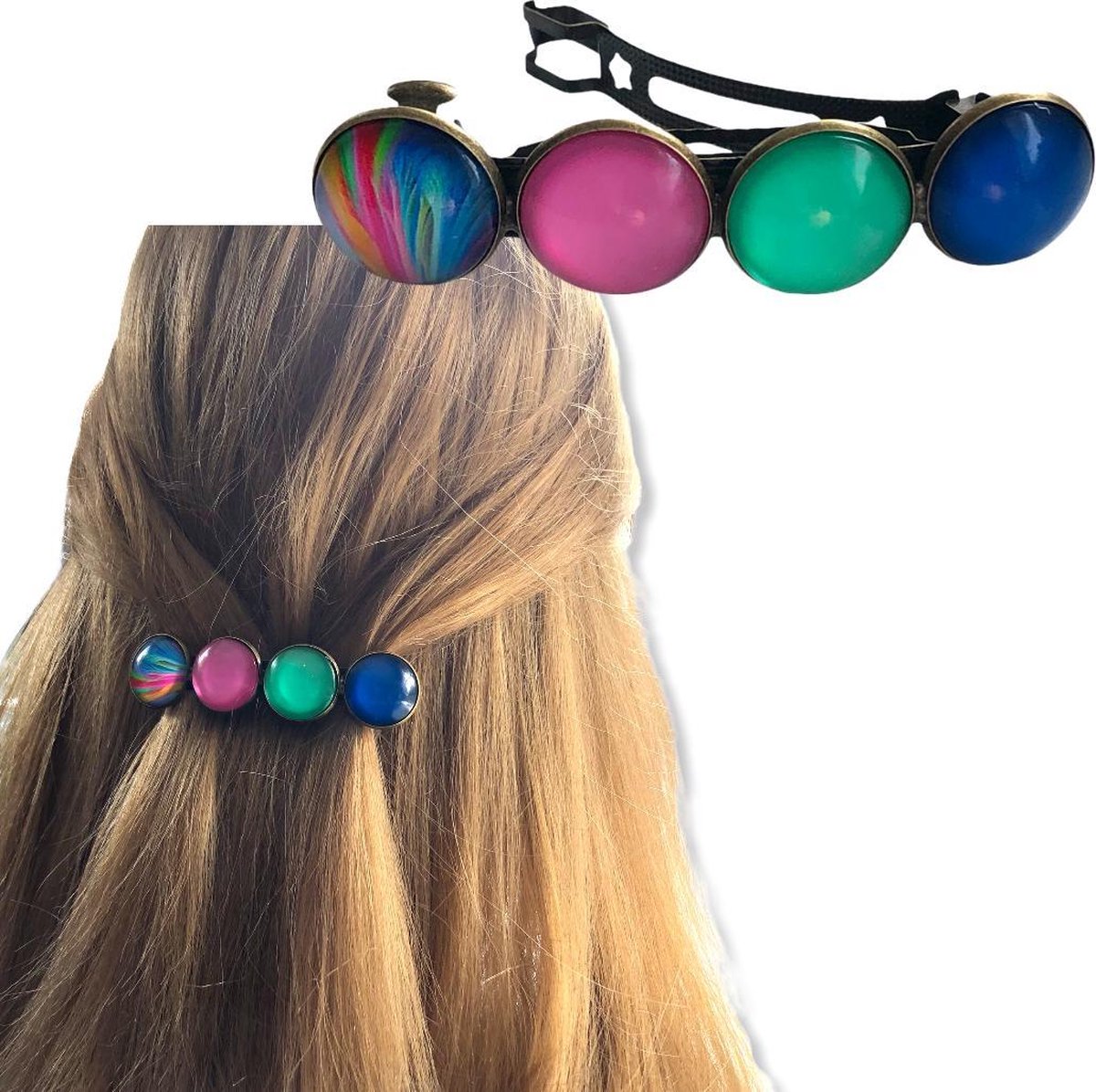 Color Hairclip XL glas cabochon haarspeld colors 015