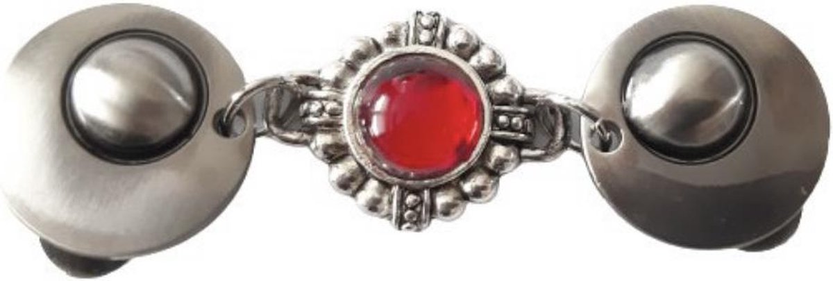 Fashionclip® - Vestsluiting - Zilverkleurig - Rood - Vestklem - Handgemaakt