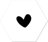 Muurhexagon hart wit Forex / 24 x 20 cm