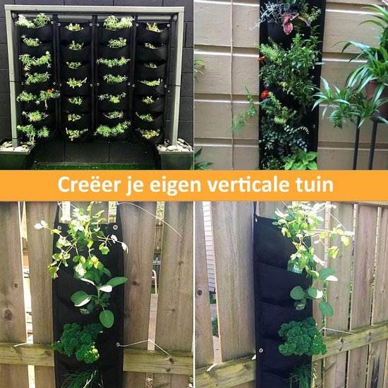 Vitamo™ Verticale Tuin met 7 Vakken - Hangende Plantenzak - Plantenhanger - Verticaal Tuinieren - Plantentuin - Moestuin - Kruidentuin - Kruiden - Duurzaam vilt - Waterdicht achterkant - 100 x 30 cm