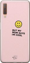 Samsung Galaxy A7 2018 siliconen hoesje - I'm cool quote - Soft Case Telefoonhoesje - Roze - Tekst