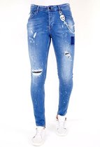 Exclusieve Jeans met Verfspatten Heren - 1031- Blauw