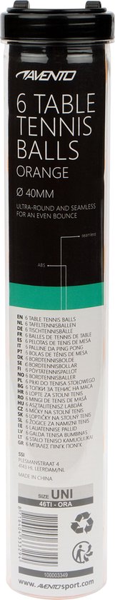 Balles de Balles de tennis de table Avento - 6 Pièces - ABS - Oranje
