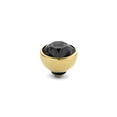 Melano twisted steen rond - goudkleurig + transparant black - dames - 8mm