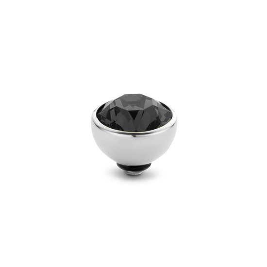 Melano twisted steen rond - zilverkleurig + transparant black - dames - 8mm