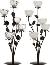 J-Line Theelichthouder Staander Bloem Glas Wit Large Assortiment Van 2