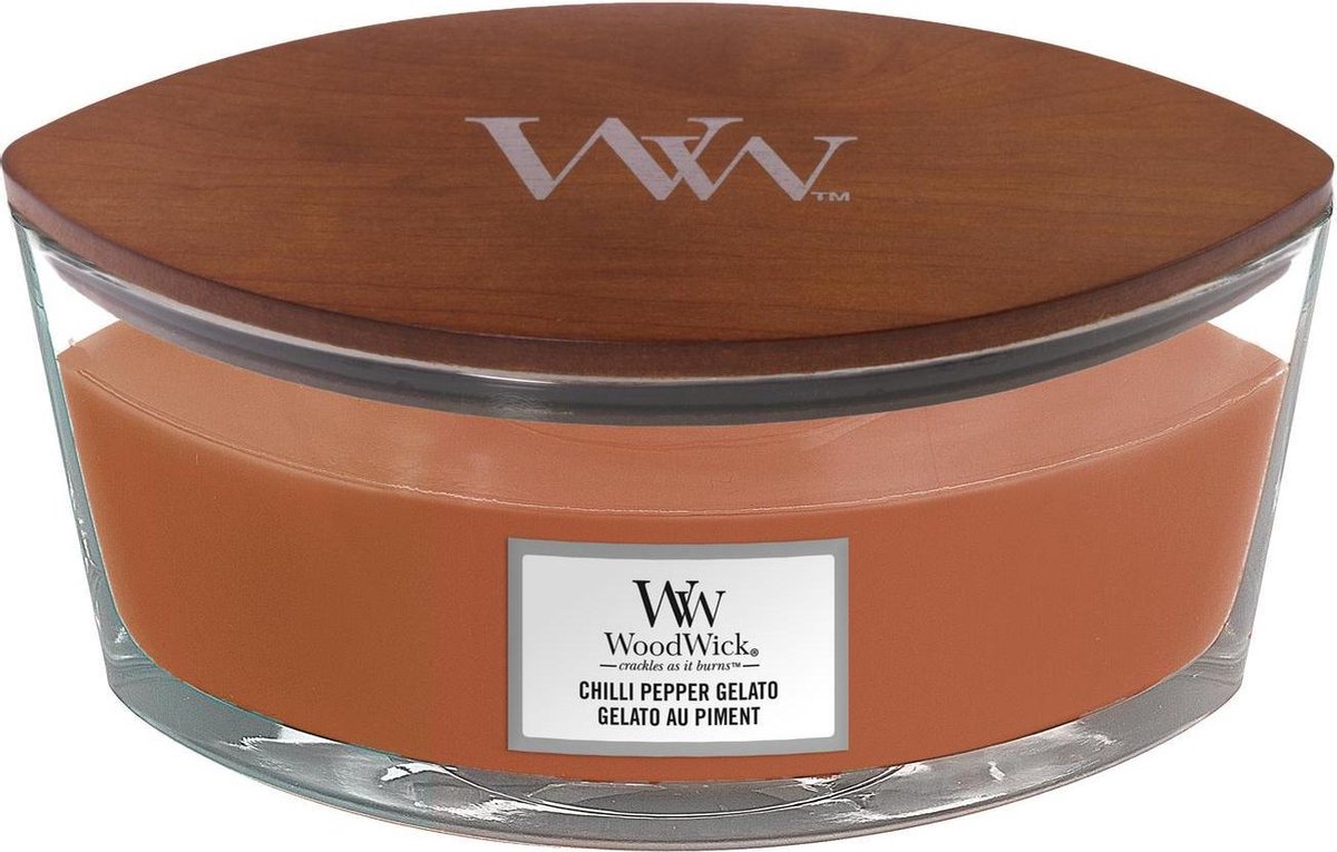 WoodWick Heartwick Flame Ellipse Geurkaars - Chilli Pepper Gelato Roze