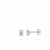 Jewels Inc. - Oorsteker - Solitaire gezet met een Baquette geslepen Zirkonia Steen - 5mm x 3mm - Gerhodineerd Zilver 925