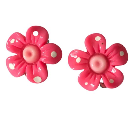Clip oorbellen- midden roze- bloem- kinderen-Charme Bijoux