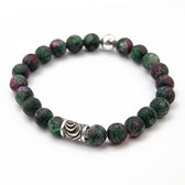 OZZ Silver & Gold - Ruby-in-Zoisite 8mm Bracelet - Robijn-in-zoisiet 8 mm armband