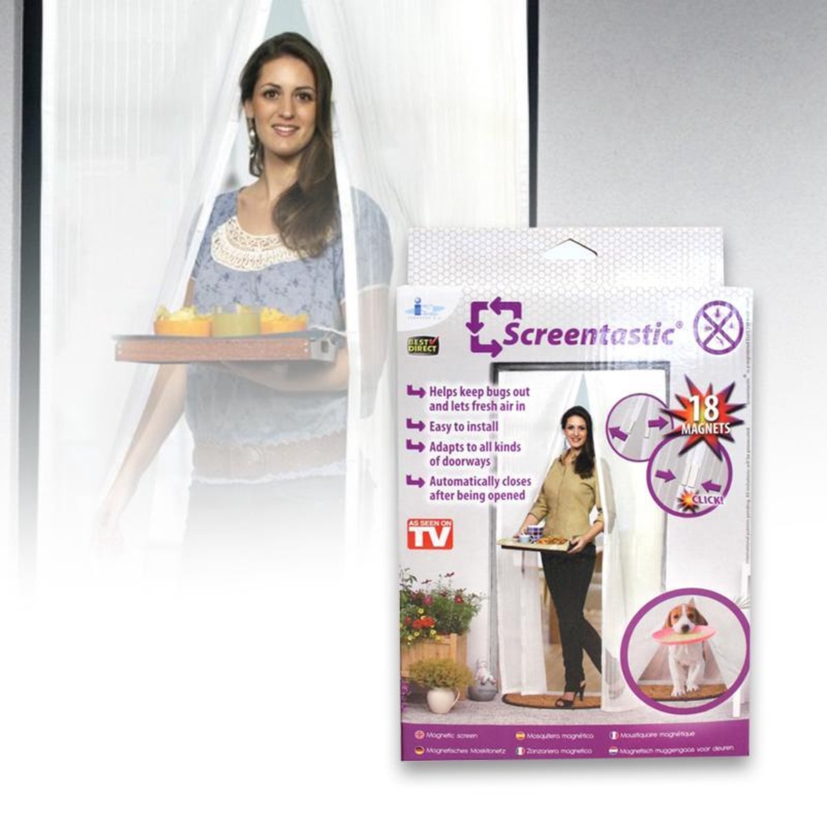 Screentastic - Magnetische hordeur - Lamellenhor voor deuren - 266 x 99 cm - Venteo