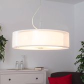 Lindby - Hanglamp - 3 lichts - textiel, glas, metaal - H: 13 cm - E27 - wit, chroom - Inclusief lichtbronnen