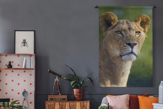 Tapisserie Lions - Jeune lionne Tapisserie coton 120x180 cm - Tapisserie avec photo XXL / Groot format !