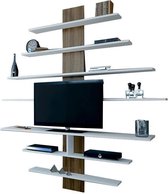 Nancy's Greenlee TV-Meubel - Wandmeubel - Wandplanken - 7 Niveaus - 160 x 160 x 30 cm -  Wit - Bruin - Bewerkt Hout