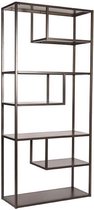 Nancy's Boekenkast Loft - Wandkast - Vakkenkast - Hoge Kast - Boekenkasten - Industrieel - Metaal - Grijs - 87 x 35 x 182 cm