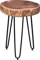 Medina Colesville Bijzettafel - Salontafel - Massief Hout - Acacia Hout - 35 x 35 cm - Bruin - Zwart