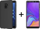 Samsung A8 2018 Hoesje - Samsung galaxy A8 2018 hoesje zwart siliconen case hoes cover hoesjes - 1x Samsung A8 2018 screenprotector