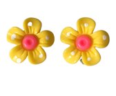 Clip oorbellen- geel- bloem- kinderen- Charme Bijoux