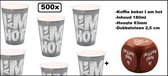500x Koffiebeker I am Hot chalk 180cc + dobbelsteen hout - koffie thee warme drank soep carnaval thema feest kantine festival grappig en fout