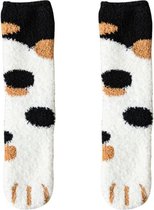 Warme sokken dames - Poes huissokken dames - Maat 34-38 - Kat Bruin Zwart- 1 paar