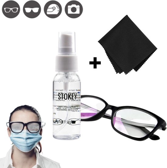 Spray anti-buée Stokey®, Contre des lunettes embuées en combinaison avec  un masque
