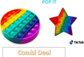 POP IT - pop it combi deal - 2 in 1 pakket pop it - Fidget Toy - Pop It Fidget Toys - regenboog rond - regenboog ster - rainbow rond- rainbow ster - tiktok - pop it rond + ster - pop it met m