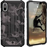 Backcover Shockproof Army - Telefoonhoesje - Hoesje voor Apple iPhone Xs Max - Zwart