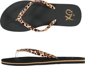 XQ Dames Teenslippers Panter Zwart 39
