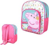 Peppa Pig Happy rugzak met voorvak - roze - Peppa Big rugtas - 30 x 25 cm.