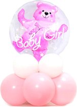 Set 9 Baby ballonnen Beer - thema ballonnen - geboorte - babyshower - gender reveal - Roze