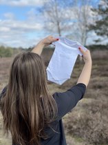 Biologisch rompertje met tekst | Ienie minie | Blauw | 98/104