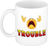 Trouble kado mok / beker wit - cadeau collega