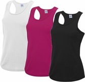 Voordeelset -  wit, roze en zwart sport singlet voor dames in maat Medium - Dameskleding sport shirts