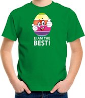 Vrolijk Paasei ei am the best t-shirt / shirt - groen - kinderen - Paas kleding / outfit XS (110-116)