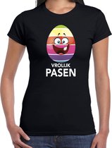 Paasei vrolijk Pasen t-shirt / shirt - zwart - dames - Paas kleding / outfit L