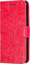 Apple iPhone 11 Pro Hoesje - Mobigear - Flowers Serie - Kunstlederen Bookcase - Rood - Hoesje Geschikt Voor Apple iPhone 11 Pro