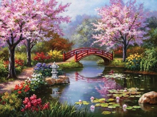 Rubye® Diamond Painting Volwassenen - Diamond Painting Kinderen - Diamond Painting Pakket Volledig - Japanse Tuin - 30x40cm