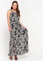 LOLALIZA Maxi jurk met plantenprint - Zwart - Maat 40