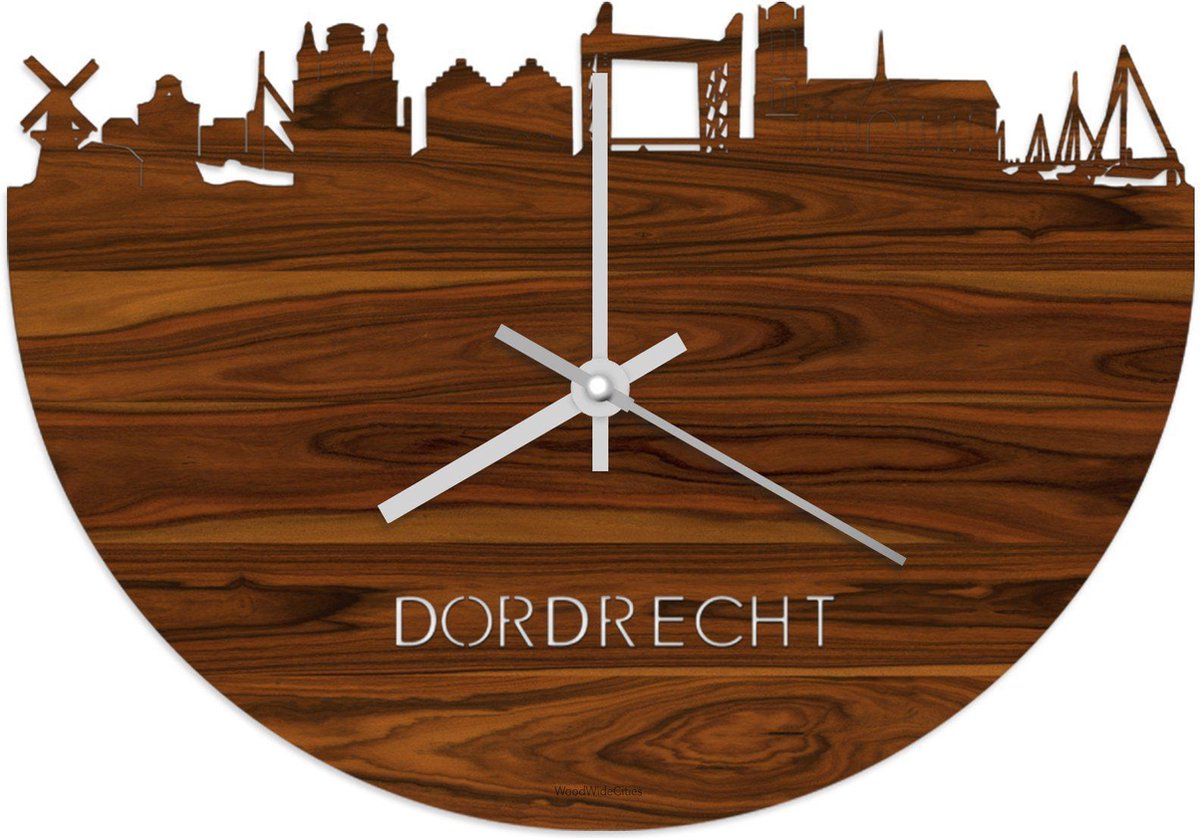 Skyline Klok Dordrecht Palissander hout - Ø 40 cm - Stil uurwerk - Wanddecoratie - Meer steden beschikbaar - Woonkamer idee - Woondecoratie - City Art - Steden kunst - Cadeau voor hem - Cadeau voor haar - Jubileum - Trouwerij - Housewarming - - Merkloos