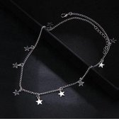 Ketting Sterren - Choker Collier - zilver- 42 cm