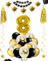 8 jaar verjaardag feest pakket Versiering Ballonnen voor feest 8 jaar. Ballonnen slingers sterren opblaasbaar cijfer 8.