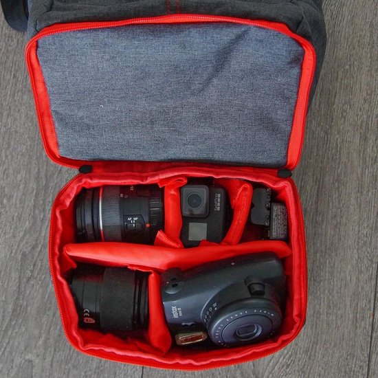 Rhinos Blog Camera Tas Rood - 2-in-1 Hand- En Schoudertas Voor Canon EOS M100 Met 15-45mm Lens