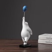 BaykaDecor - Vliegende Ijsbeer aan Ballon - Polar Bear - Woondecoratie - Beeld - Wit Beer Figuur - Sneeuw - Leuk Geschenk - 30 cm