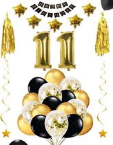 11 jaar verjaardag feest pakket Versiering Ballonnen voor feest 11 jaar. Ballonnen slingers sterren opblaasbare cijfers 11