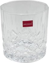 Whiskey/Waterglas - 6 Stuks  - Met Relief - 345 ML - Wit