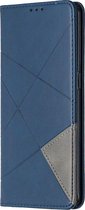 Oppo Reno 4 Pro 5G Hoesje - Mobigear - Rhombus Slim Serie - Kunstlederen Bookcase - Blauw - Hoesje Geschikt Voor Oppo Reno 4 Pro 5G
