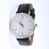 Brigada - unisex horloge - zwarte horloge band - lederen horlogeband - quartz uurwerk